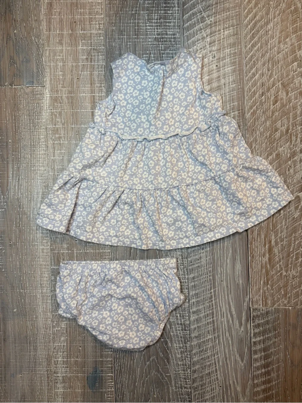 Nordstrom Baby Light Blue Floral Dress, Bloomers & Hat Set